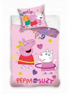 Detský set paplón, vankúš - Bavlnená posteľná bielizeň 100x135 Peppa Pepa Suzy Pye
