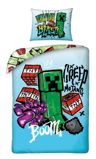 Detský set paplón, vankúš - Bavlnená podstielka 140 x 200 cm minecraft Creeper