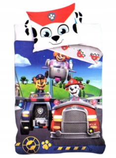 Detský set paplón, vankúš - Bavlnená posteľná bielizeň 160x200cm PSI Patrol Marshall
