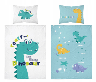 Detský set paplón, vankúš - Posteľná bielizeň pre detskú postieľku 100x135 Dinosaur 3953a
