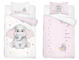 Detský set paplón, vankúš - Posteľná bielizeň pre detskú postieľku 100x135 Pink Elephant 4283b