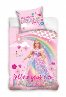 Detský set paplón, vankúš - Posteľná bábika Barbie Princess Cotton 140x200