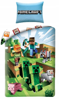 Detský set paplón, vankúš - Minecraft 140/200 podstielka Alex Steve Cotton