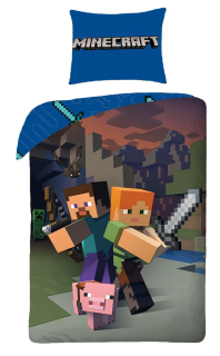 Minecraft - Lôžkoviny Minecraft Steve Alex Dieťa prasa Cotton 140