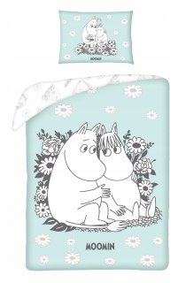 Detský set paplón, vankúš - Detská bavlnená podstielka 100 x 135 cm moomin