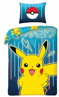 Detský set paplón, vankúš - Pokémonová posteľná bielizeň 160x200 Pikachu Game Anima