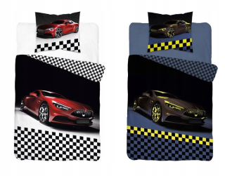 Detský set paplón, vankúš - Posteľná bielizeň v tmavom aute 160x200 auto