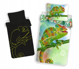Detský set paplón, vankúš - Bavlnená posteľná obliečka Chameleon 140x200 cm žiariace