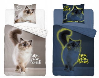 Detský set paplón, vankúš - Bavlnená podstielka Detská mačka 160x200 Shining