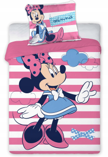 Detský set paplón, vankúš - Posteľná bielizeň pre postieľku myši Minnie Mickey 100x135