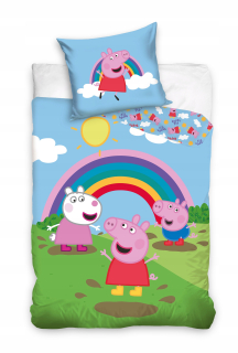 Detský set paplón, vankúš - Detská obliečka na peppa ošípané 100x140 dieťa