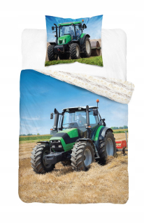 Detský set paplón, vankúš - Detský bavlnený traktor 140x200 cm
