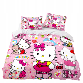 Detský set paplón, vankúš - Darček pre posteľnú bielizeň Hello Kitty 140x200