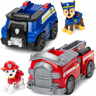 Paw Patrol - PSI hliadka Marshall Chase + policajné auto hasičský voz
