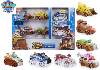 Paw Patrol - PSI PATROL SADA 6 KOVOVÝCH AUTOMOBILOV OFF ROAD MUD