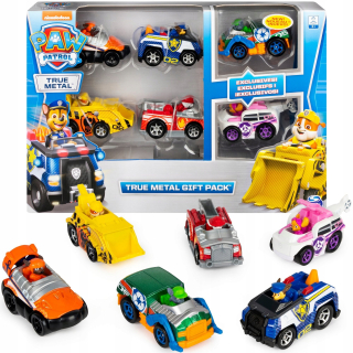 Paw Patrol - PSI PATROL SADA 6 VOZIDIEL PRAVÝCH KOVOVÝCH AUTOMOBILOV