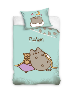 Detský set paplón, vankúš - Pusheen Puseen Bedding Cat s medvedíkom 160x200