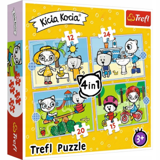 Puzzle Trefl 4W1 Family Day mačacie mačička mačička