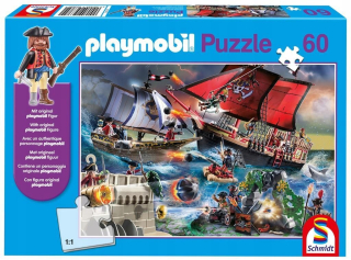 Puzzle 60 Playmobil Piráti + figurín G3, Schmidt