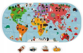 Kúpeľňa puzzle mapa sveta 28 elem. Janod 3+
