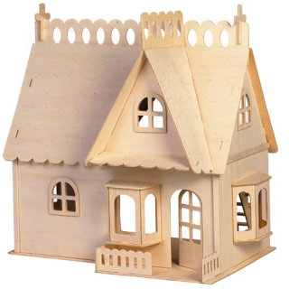 ~ Drevené skladačky 3D ~ Dollhouse s verandou