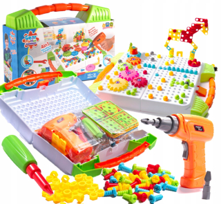 Puzzle vankúšiky v kufri z 4v1 Skrutkovač 181 el.