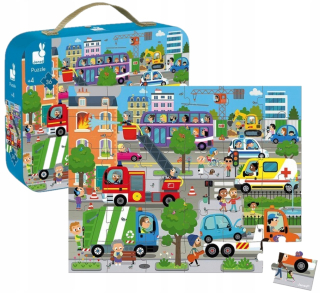 Puzzle v kufri mestských vozidiel 36 el. Janod 4+