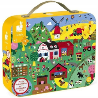 V kufri PUZZLE Pozorovacie Farm 24 el Janod 3+