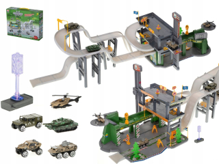 Parkovacia garáž, garáž, vojenský tank, vrtuľník, p