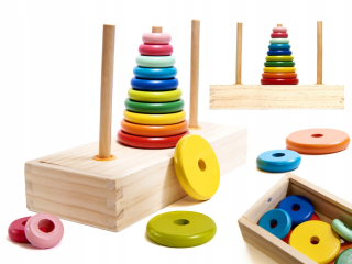Drevená pyramída so základňou Rainbow Sorter veže