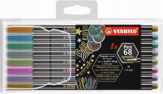 PISK FLAMMASTER STABILO PEN 68 METALICKÝCH 8K CASE