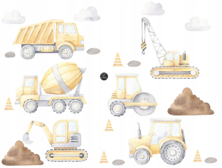 Samolepky do detskej izby - Construction Square XXL Set -A stena na stene