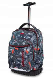 Školská taška, batoh - Backpack coolpack Swift na kolieska šedá červená indická