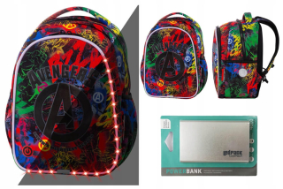 Školský batoh - Coolpack LED Marvel Avengers + batoh Powerbank