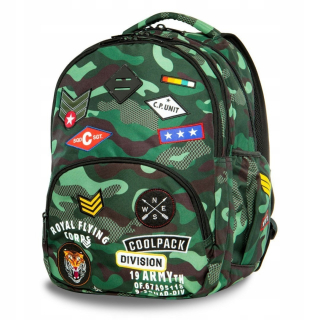 Školský batoh - Terasa Coolpack Bentley odznaky camo zelený batoh
