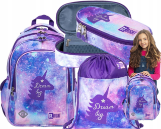 Školská taška, batoh - BACKPACK ST.RIGHT 4-Kom BP58 + Puzdro na ceruzku + Unicorn Sack