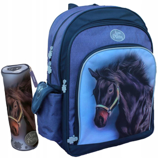 Školská taška - batoh, set, zostava - Školský batoh s konskými koňmi Horse Horse Set 2IN1