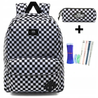 Vans Old Skool Check Backpack Pencil Case + pero