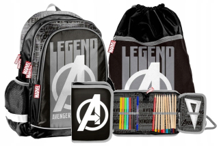 Školský batoh - Avengers School Backpack Black Boy Set