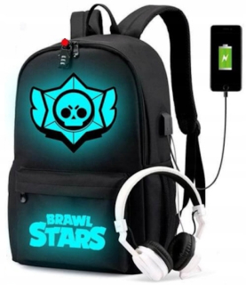 Brawl stars - Školský batoh. Brané hviezdy. Fluorescenčné svetlá