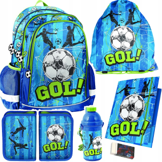 Školská taška - batoh, set, zostava - Futbalový školský batoh pre chlapca set 5in1