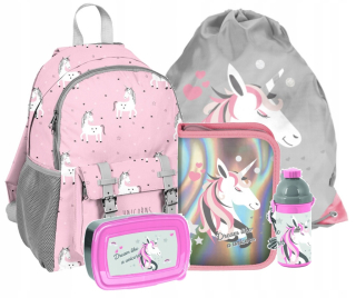Školská taška - batoh, set, zostava - Školský batoh Unicorn pre dievča