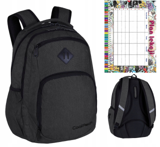 Batohský batoh pre školu Black Coolpack A4 +plán