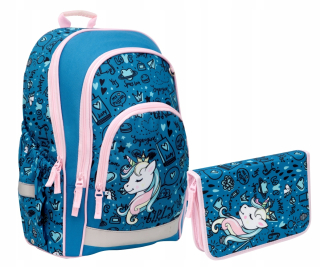 Batoh školy a ceruzka Hama Blue Unicorn Set