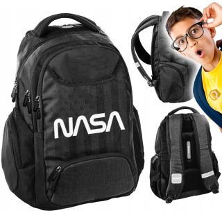 Čierny školský batoh NASA pre mládež pre chlapca