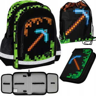 Školský batoh - Pixel Game School Batoh Bag Cuence Case Set