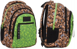 Školský batoh - Batoh Pixele Green Brown Backup School