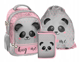 Školská taška - batoh, set, zostava - Školský batoh Set pre dievčatá Panda Pink