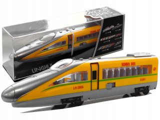 Vlak Pendolino so žltým a zvukom a Ś
