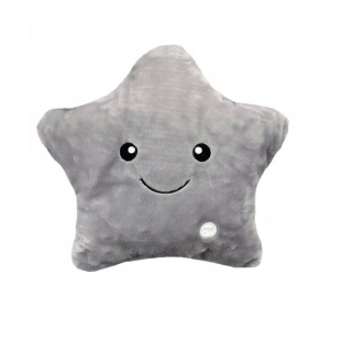 Žiariaca vankúšová hviezda Led Grey Star 40x35 cm